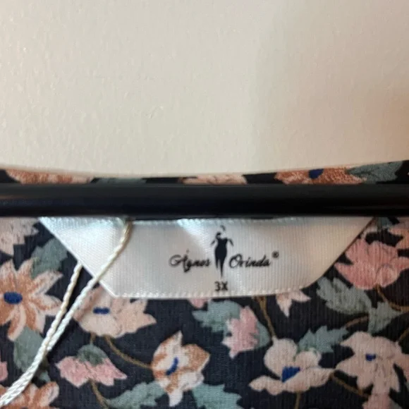 Agnes Orinda Black & Orange Floral Flutter Sleeve Tiered Blouse - Picture 4 of 7